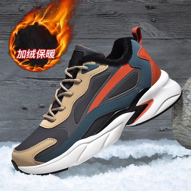 Large size sports shoes autumn and winter velvet two cotton shoes running shoes fat feet wide fat