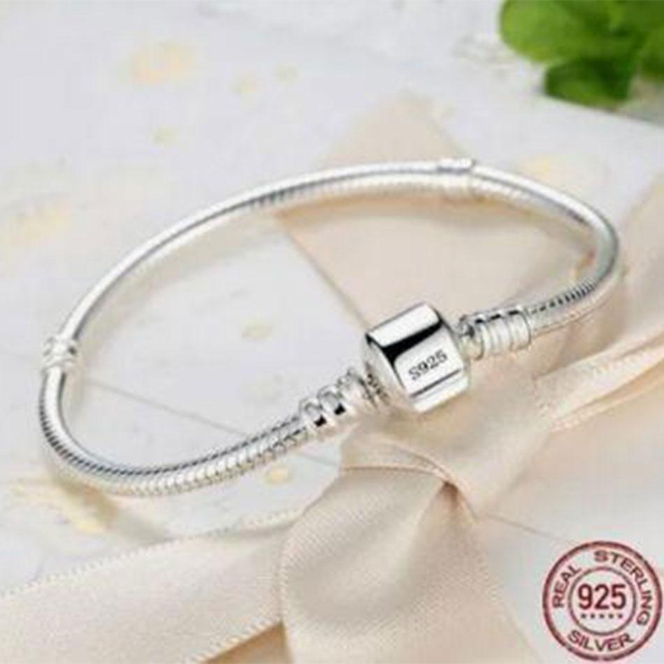 925 Ayar Gümüş 16-23cm Yılan Zincir Bileklik Moda Hediye Düğün Takısı
