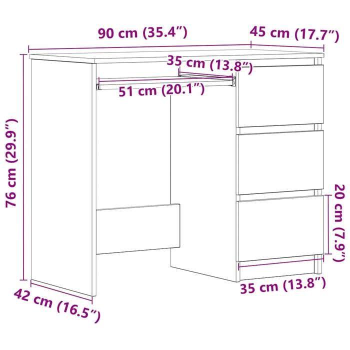 VidaXL Desk Old Wood 90x45x76 Cm Engineered Wood 861142
