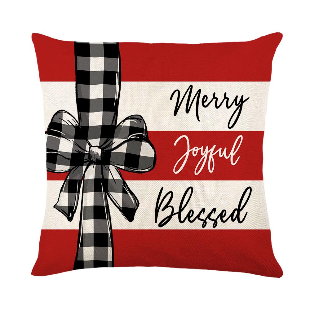 Santa Claus Print Pillow Cover Linen Home Living Room Sofa Cushion Cover Pillow Cover
