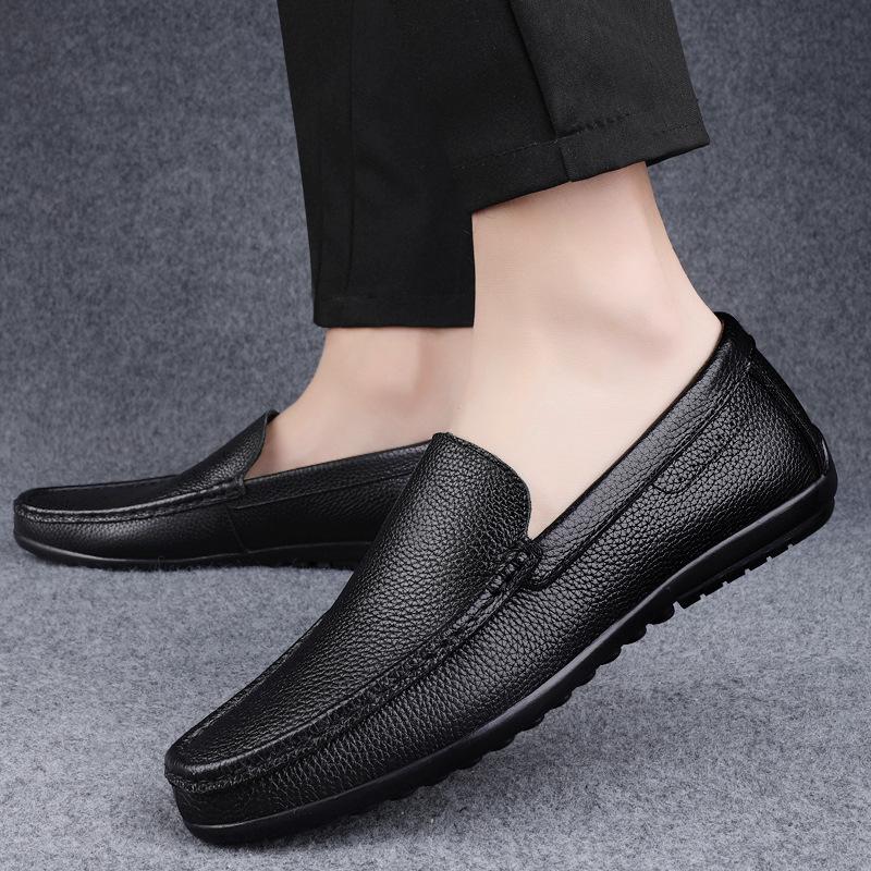 Summer New Soft-soled Casual Leather Shoes Outdoor Hollow Breathable Doudou Shoes