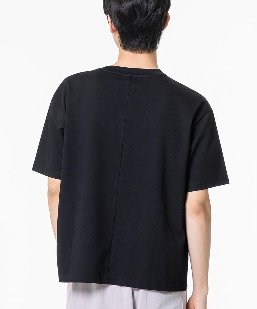 MOZMOZ Crop Fit Sorona Cooling Functional Back Slit Plain Short Sleeve T-Shirt Black