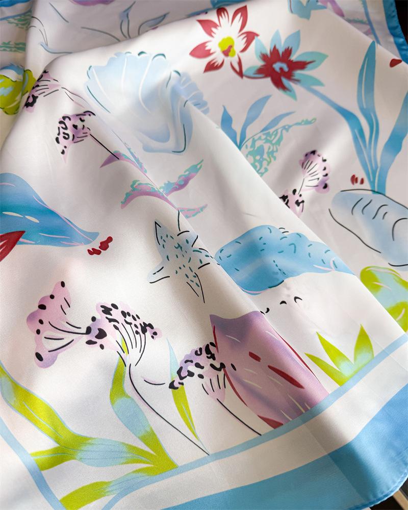 Women S Printed Square Scarf Fashion Shawl Sun Protection Neck Scarf
