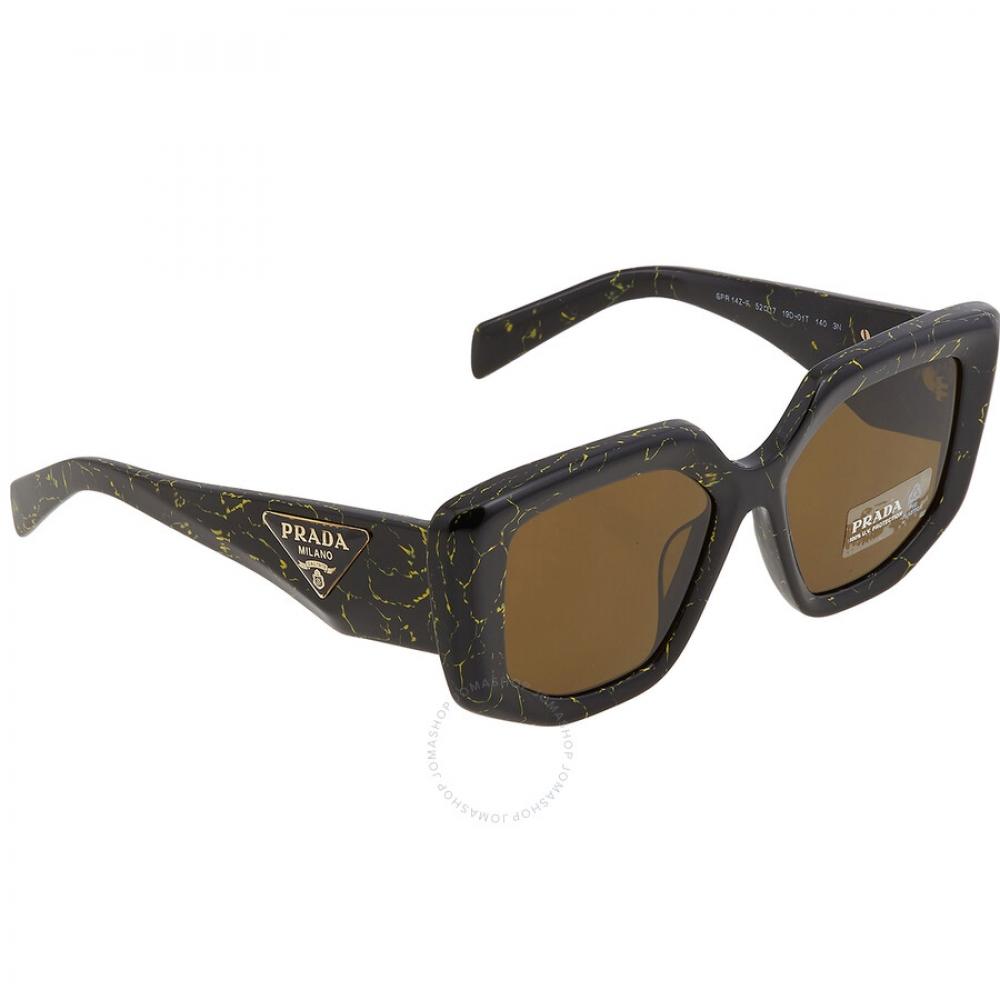 Prada Dark Brown Irregular Ladies Sunglasses Pr 14zsf 19d01t 52
