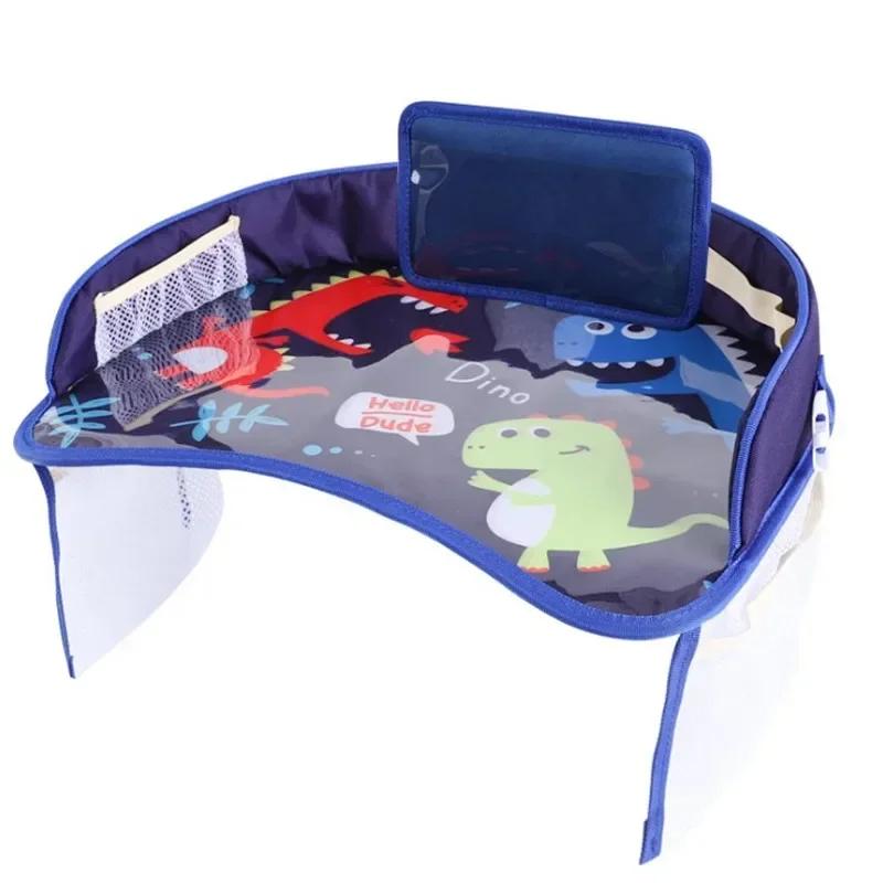 Kids Travel Tray Car Seat Activity and Play Tray Organizer for Children and Toddlers Lap Desk with Tablet Phone Holder Foldable