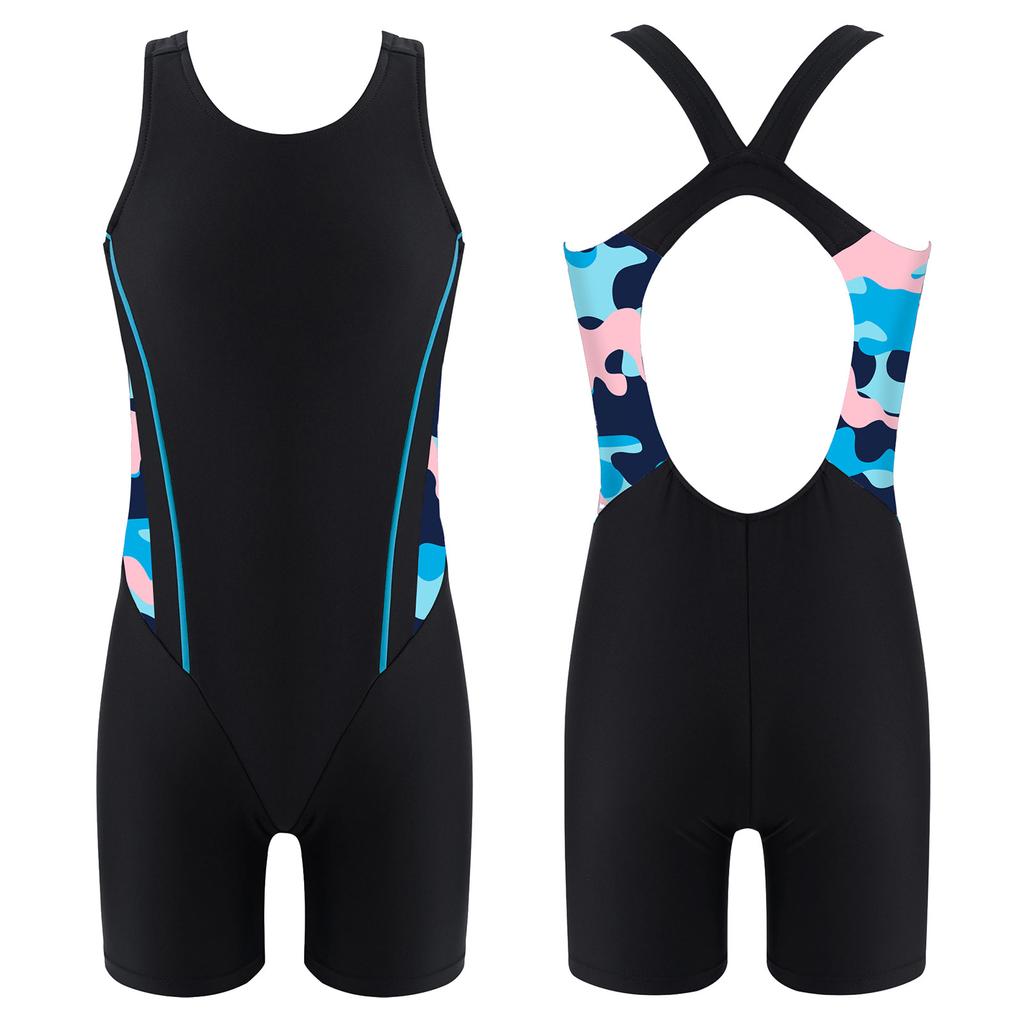 Kids Girls One-piece Sleeveless Round Neck Shorty Wetsuit Swimsuit Swimwear Bathing Suit