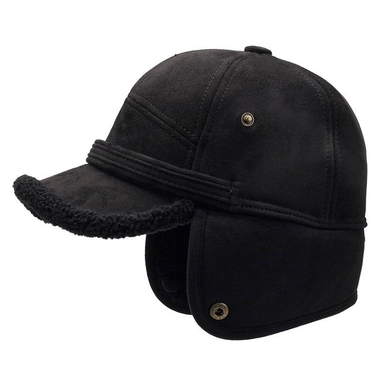 Men's Warm Lei Feng Hat: Velvet, Ear Protection, Outdoor Leisure, for Dad and Elderly, Thickened for Autumn and Winter
