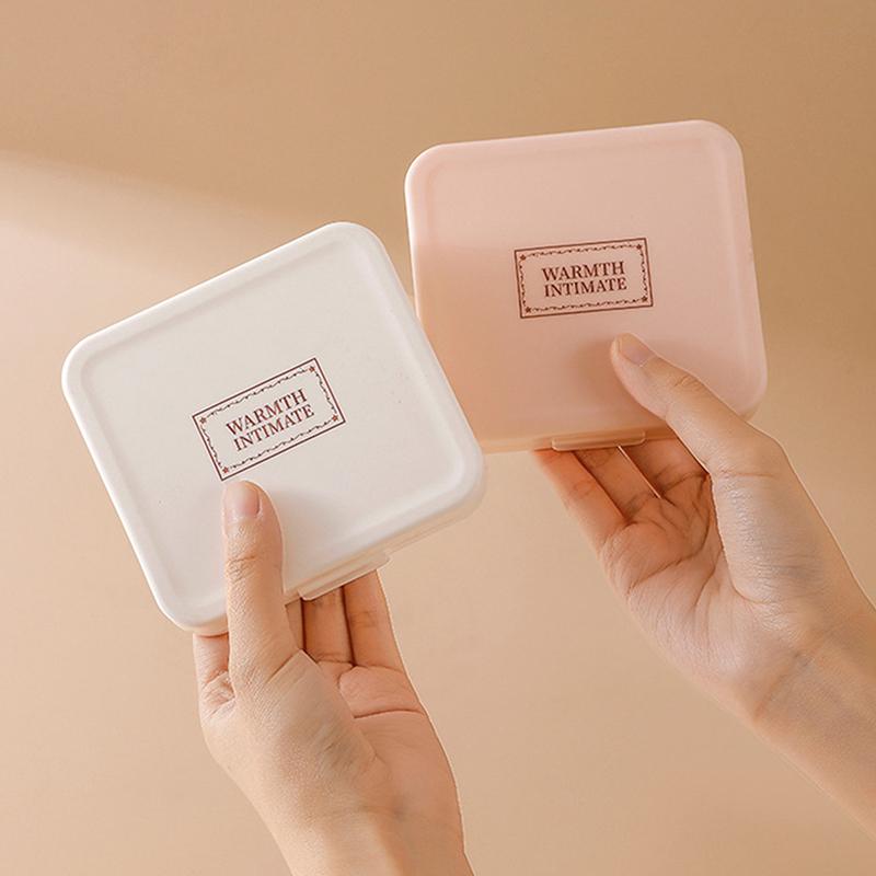 Women Sanitary Napkin Tampon Storage Box Portable Waterproof Dust-Proof Organizer Box Simple Pattern Sanitary Napkin Box