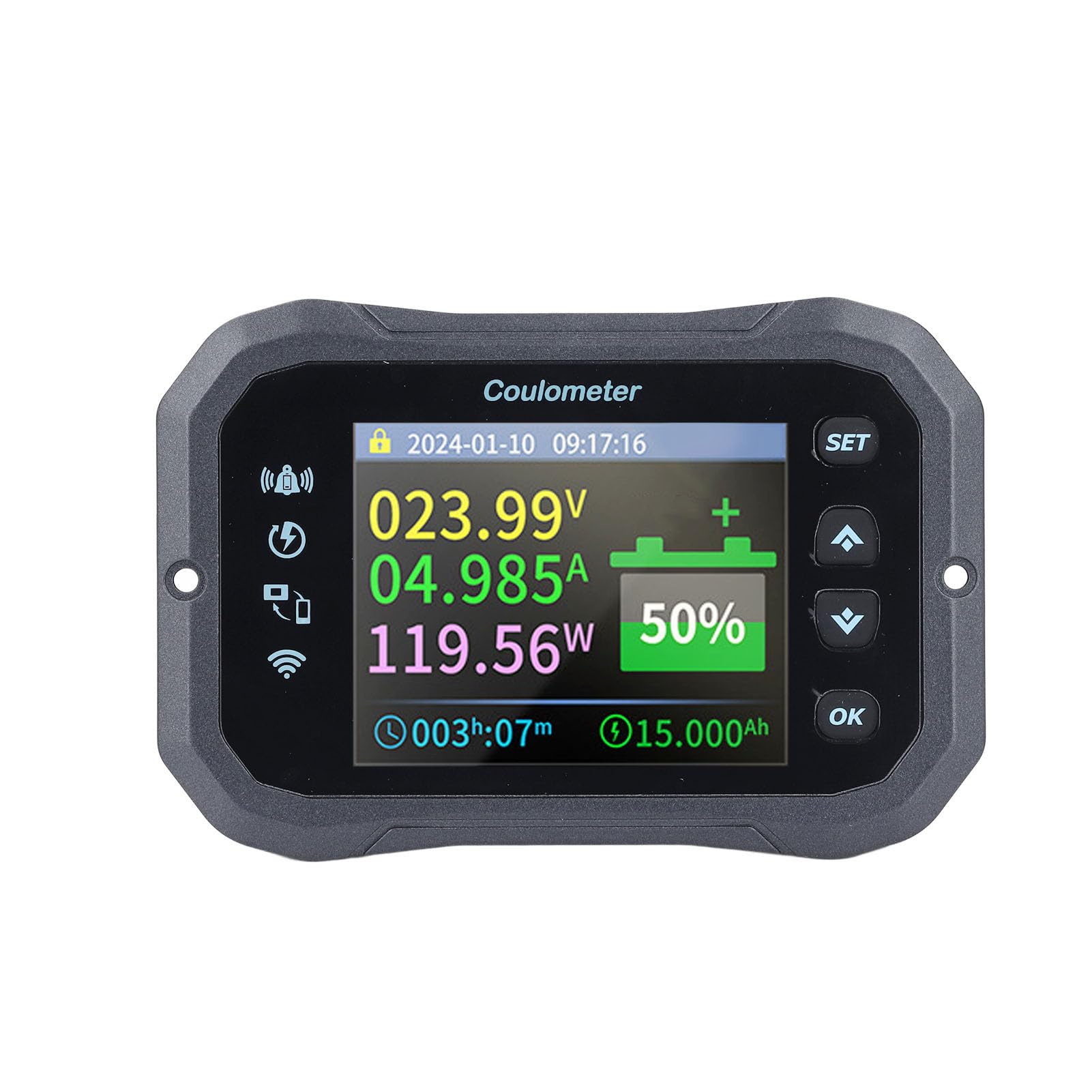 

KM105F Шунт Bluetooth Двунаправленный Удаленный Монитор для и NiMH Монитор, 10-100В 0-50А VRLA, LFP, Li-ion, чёрный