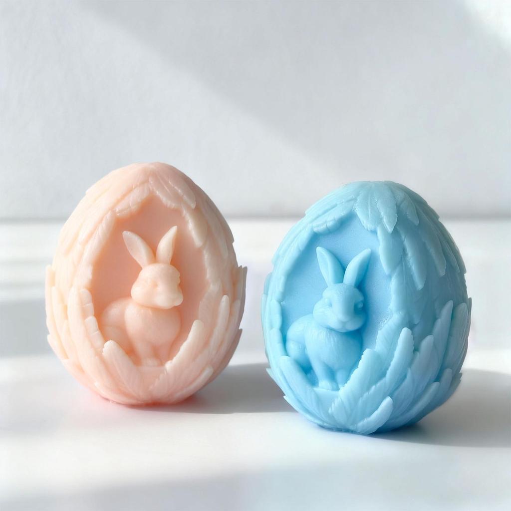 Easter Bunny Egg Silicone Mold Easter Bunny Egg Candle Mold Reusable Easy Release Mold For Wax Plaster Soap Arts & Crafts