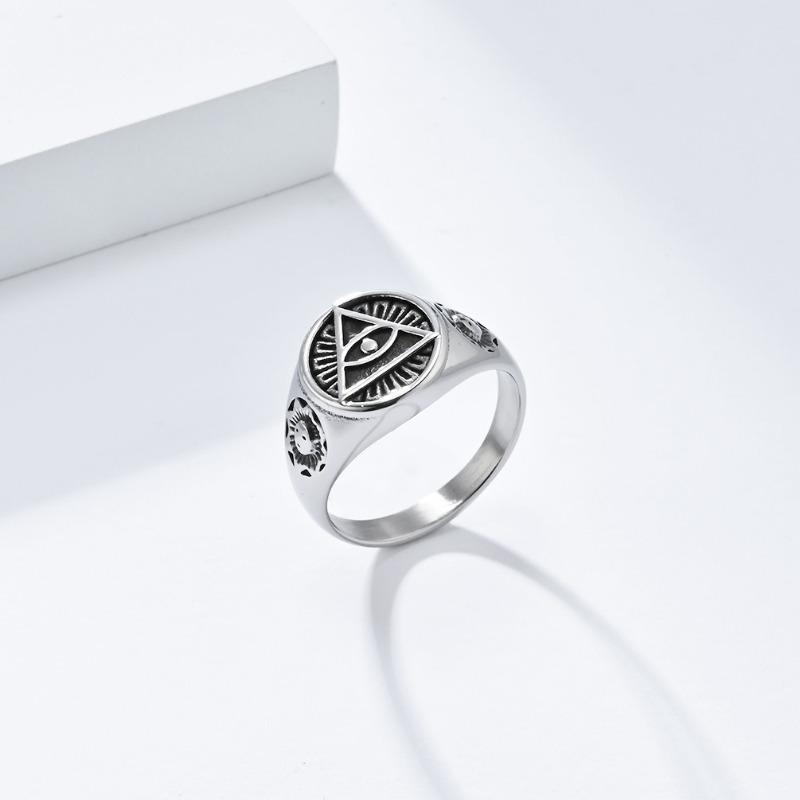 Ancient Egyptian Vintage Aged Eye of Horus Titanium Steel Ring for Mens Gold Fashion Jewellery