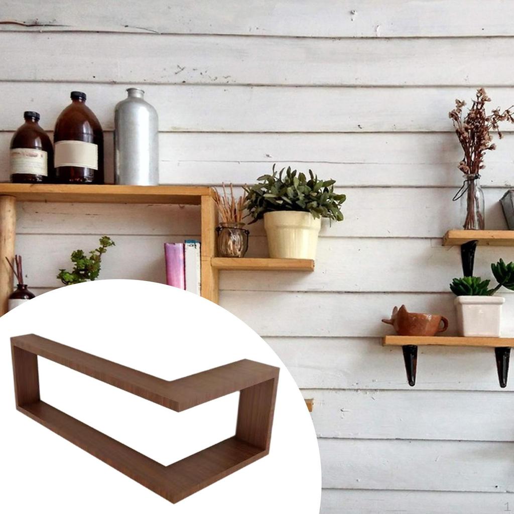 Corner Wall Shelf 90 Degree Bookshelf Multipurpose Decorative Wooden Mounted Storage Rack for