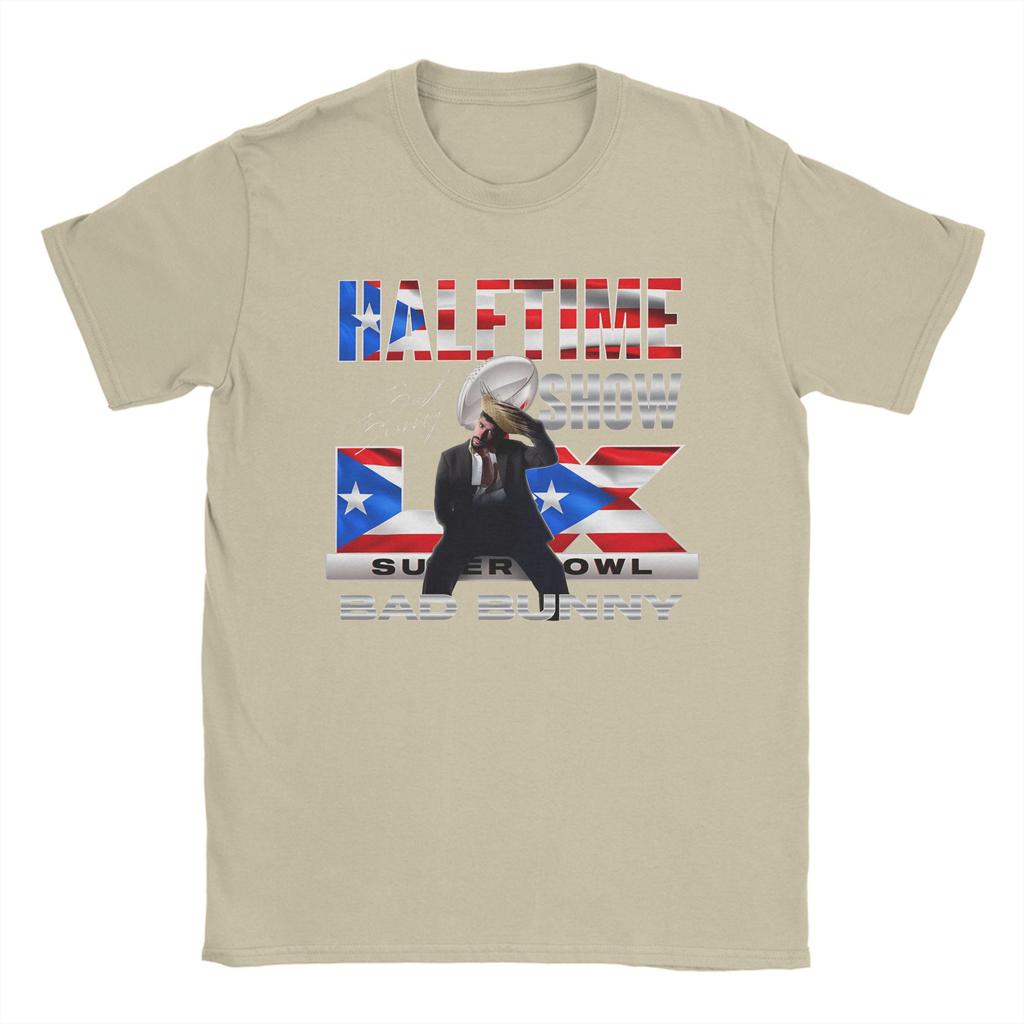 Mens Bad Bunny Puerto Rican Flag Benito Bowl  T Shirts  Pure Cotton Tops Fashion Short Sleeve Round Neck Tees Graphic TShirt