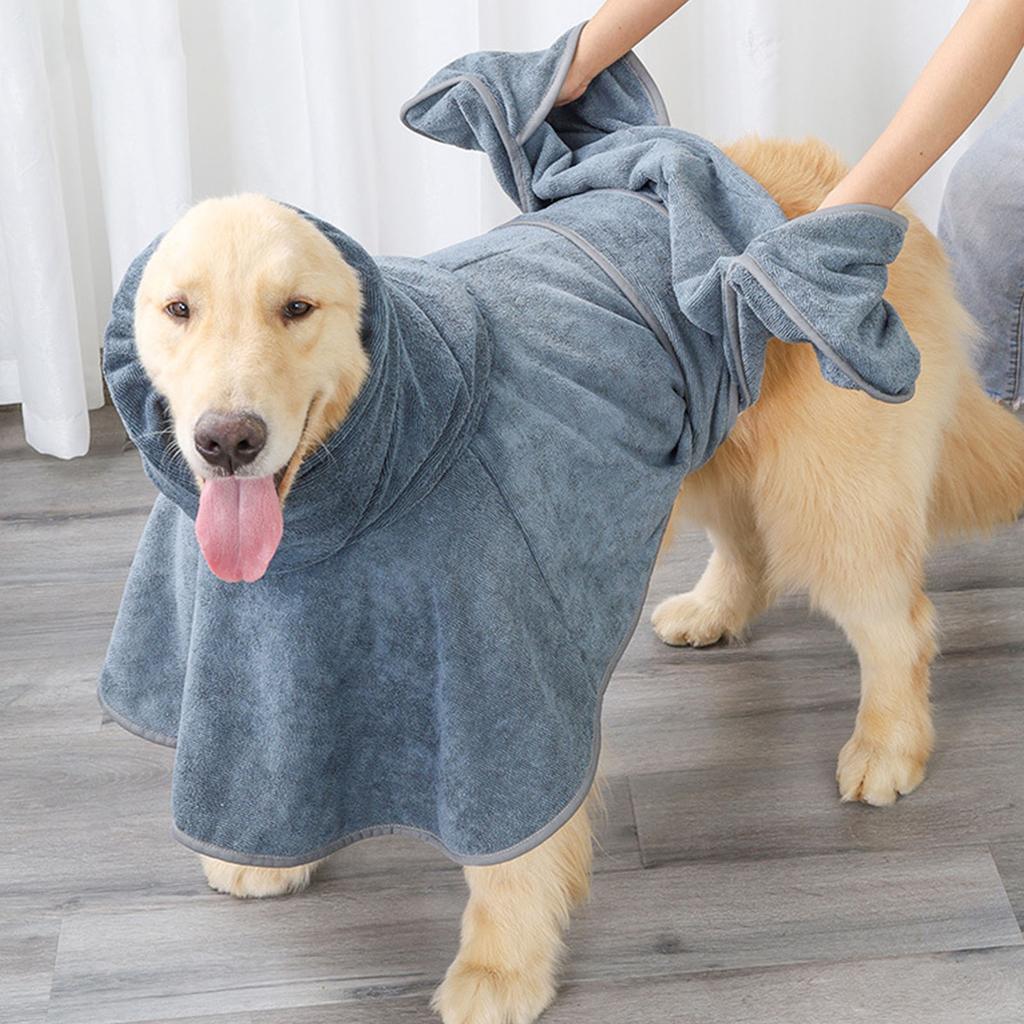 Soft Absorbent Pet Bathrobe for Medium To Large Dogs Quick Drying Towel Fabric Adjustable Belt