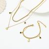 Titanium Steel Star Charm Bracelet Gold Color Double Clavicle Chain Multilayer Necklace  Jewelry