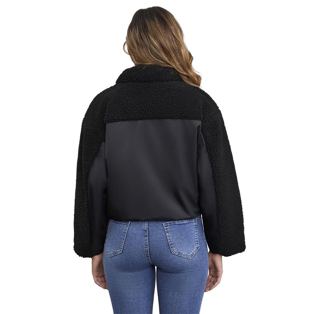 Women’s Plush Fleece Jackets Long Sleeves Lapel Zipper Short Coat Windproof Warm Bomber Jacket Loose Fit Outerwear Vintage Style Autumn Winter Tops