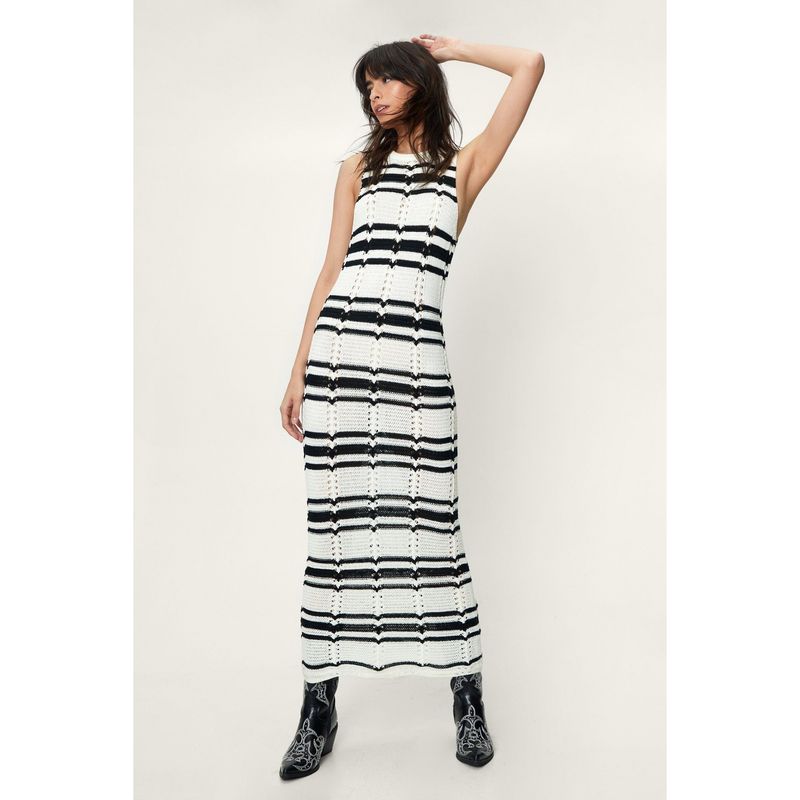 

Liangli Fashion Summer Easiest for Match round Neck Loose Casual Contrast Color Stripes Design Sleeveless Vest Knitting Dress Women Picture Color L