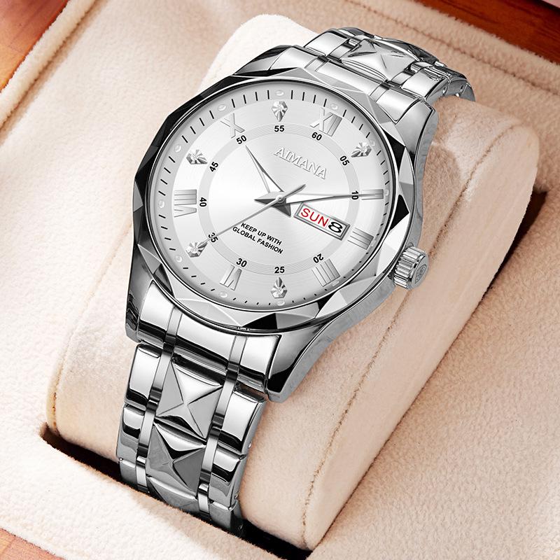 Men's Luminous Calendar Quartz Watch: Waterproof Steel Band Fashion Timepiece