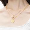 Exquisite Double-Layered Gold Coin Pendant Necklace for Women – High-Design, Multi-Layer Clavicle Choker with Light Luxury Style