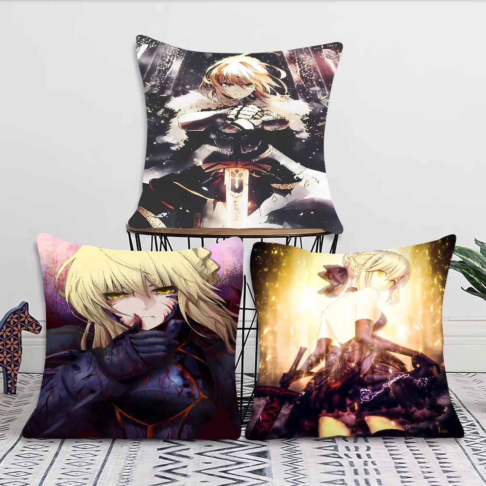 Anime Fate Zero Stay Night Saber Pillow Case Square Pillow Bedroom Sofa Leisure Comfort Cushion Car Living Room Home Decoration