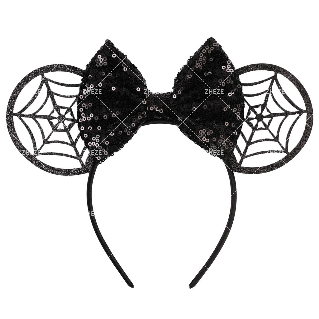 1pc Halloween Cute Mouse Ear Hair Hoop Sparkling Bow Girl Festival Decoration Party Event Wear Gift Parent Child Hair Accessory