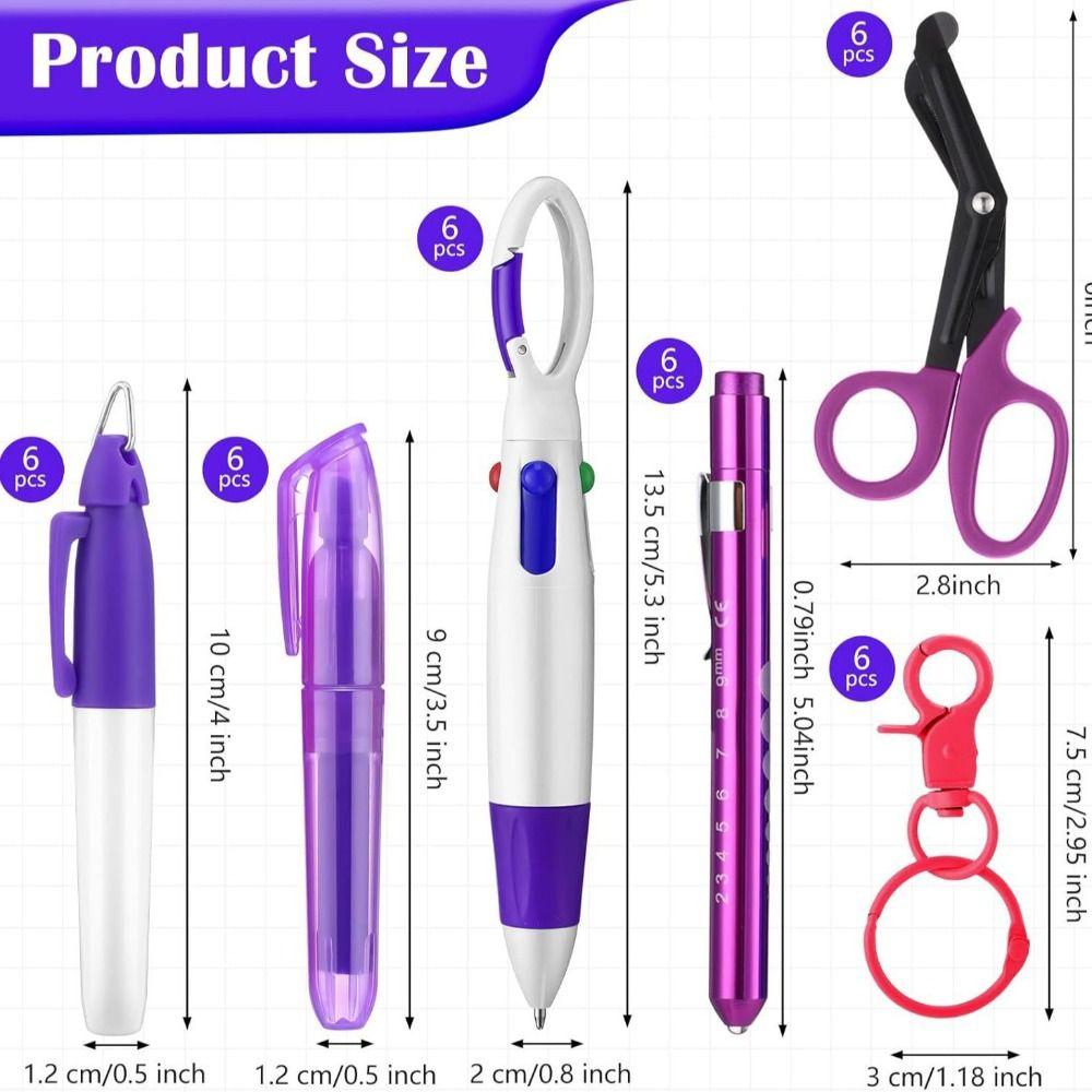 Gift Retractable Nurse Pen Set Multi-Functional LED Light Badge Keychain Badge Reel Office
