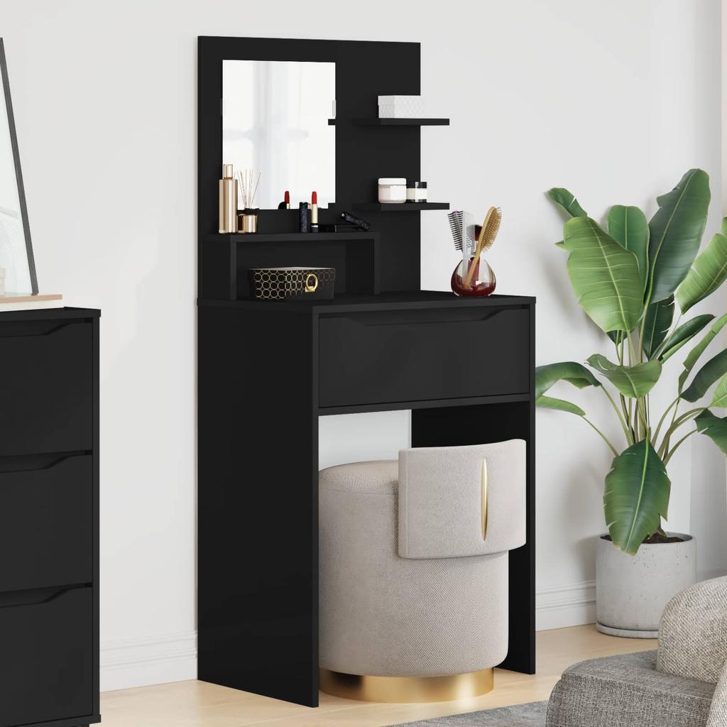 Bedroom Vanity Table with Shelf Black 80 x 39.6 x 135 cm