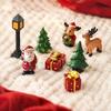 Christmas Home Decor Souvenirs 3 Pcs Miniature Figurines, Mini Resin Santa Tree Elk Gift Figurines for Village Box Figures Micro Landscape,