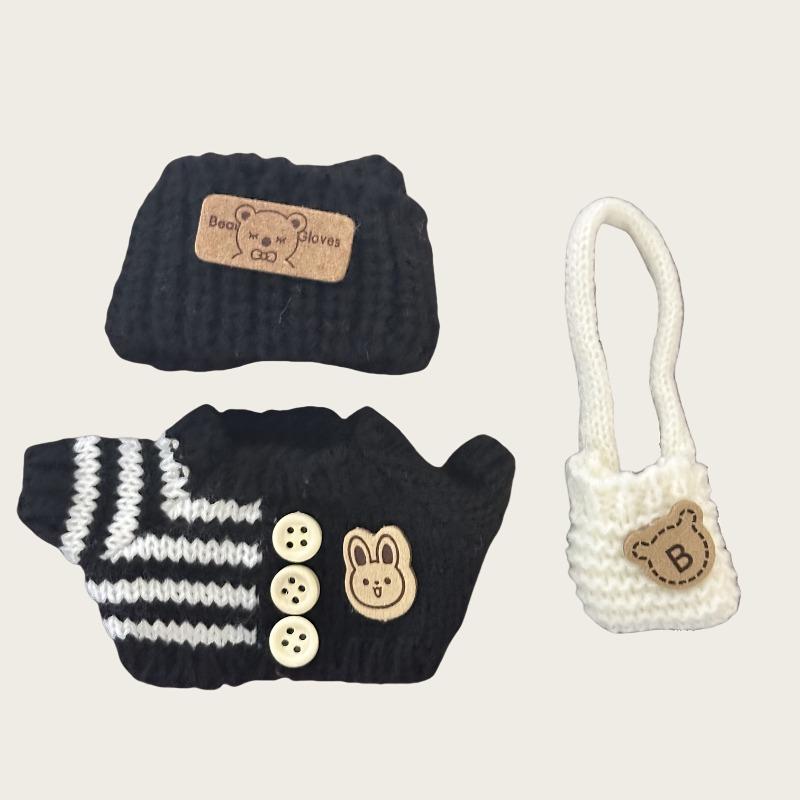 Fashion Clothes Set for Labubu Handcrafted Crochet 3pcs Set Cute Clothes Bag Hat DIY Stylish Fun Labubu Clothes Accessories