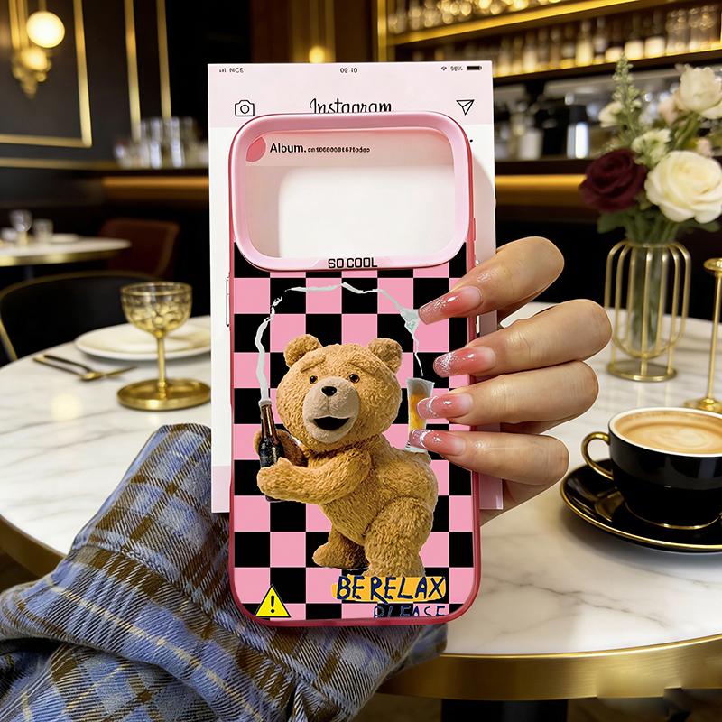 

Cute Teddy Bear Pink Plaid Animal Phone Case for Xiaomi Mi 15T 14T 14 13 12 12T 11 Lite Poco X7 X6 F7 F6 X5 GT Pro Ultra 4G 5G Poco X6 Pro 5G