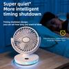 Neuer tragbarer Mini-Ventilator, wiederaufladbar, mit LED-Digitalanzeige, wandmontierbar, mit 8H-Timer, 180° verstellbar, 7 bunte Lichter