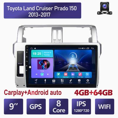 Autoradio Android Carplay lecteur vidéo multimédia Navigation GPS pour Toyota Land Cruiser Prado 150 2013-2017 2din unité principale 4 + 64 go