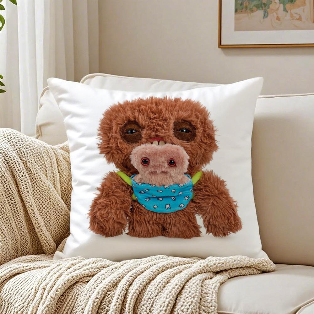 Weird Unique Toy FFuggler DDolls Cushion Cover Linen Pillowcase Soft for Sofa Bed Home Room Decor