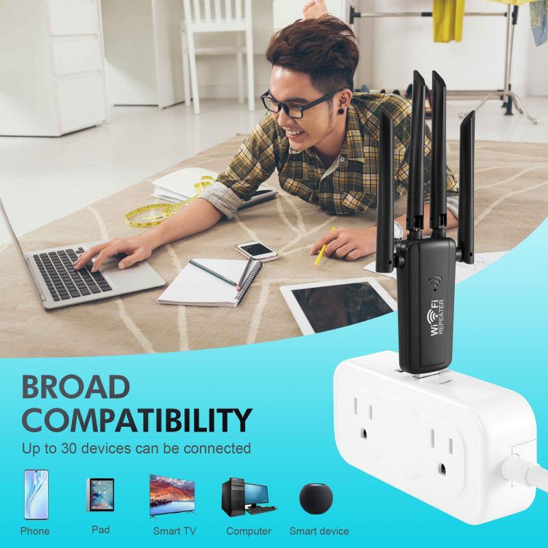 2.4G 300Mbps USB WiFi Signal Repeater Four Antennas Wireless Coverage Booster for Home Office Network Extension