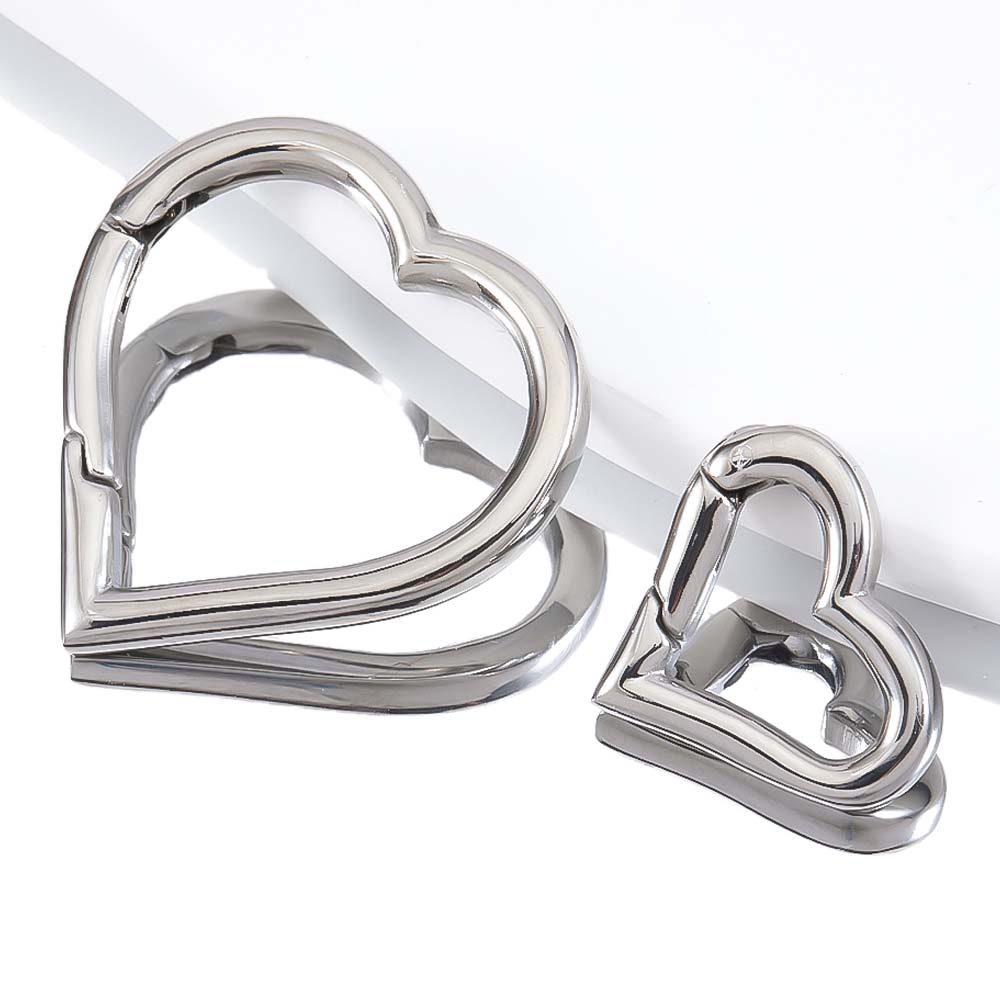 2pcs/1pc No Fade Stainless Steel Heart Spring Lobster Clasp Keychain Oval Clasps Keyring Carabiner Key Holder DIY Jewelry Making