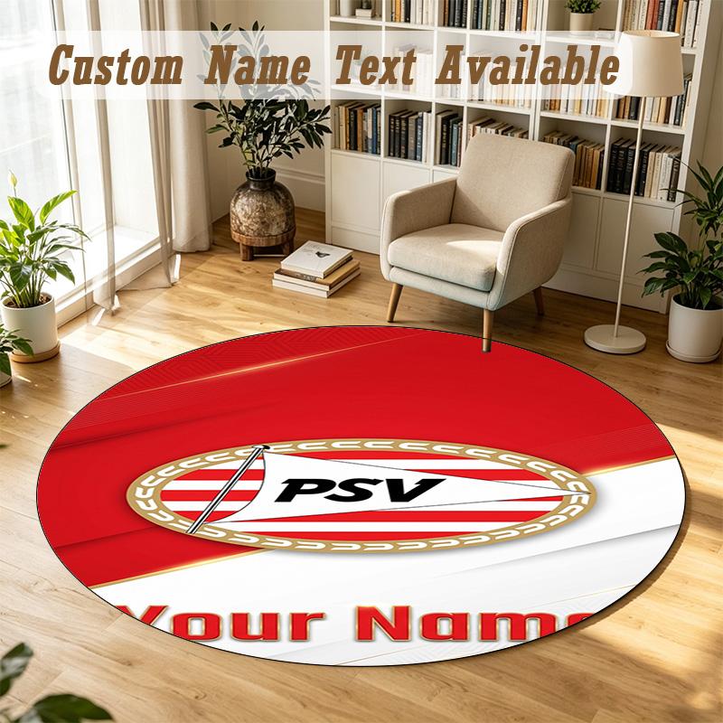 Round Rug Custom NamePSV Eindhoven FC Pattern Non Slip Carpet Home Floor Decor