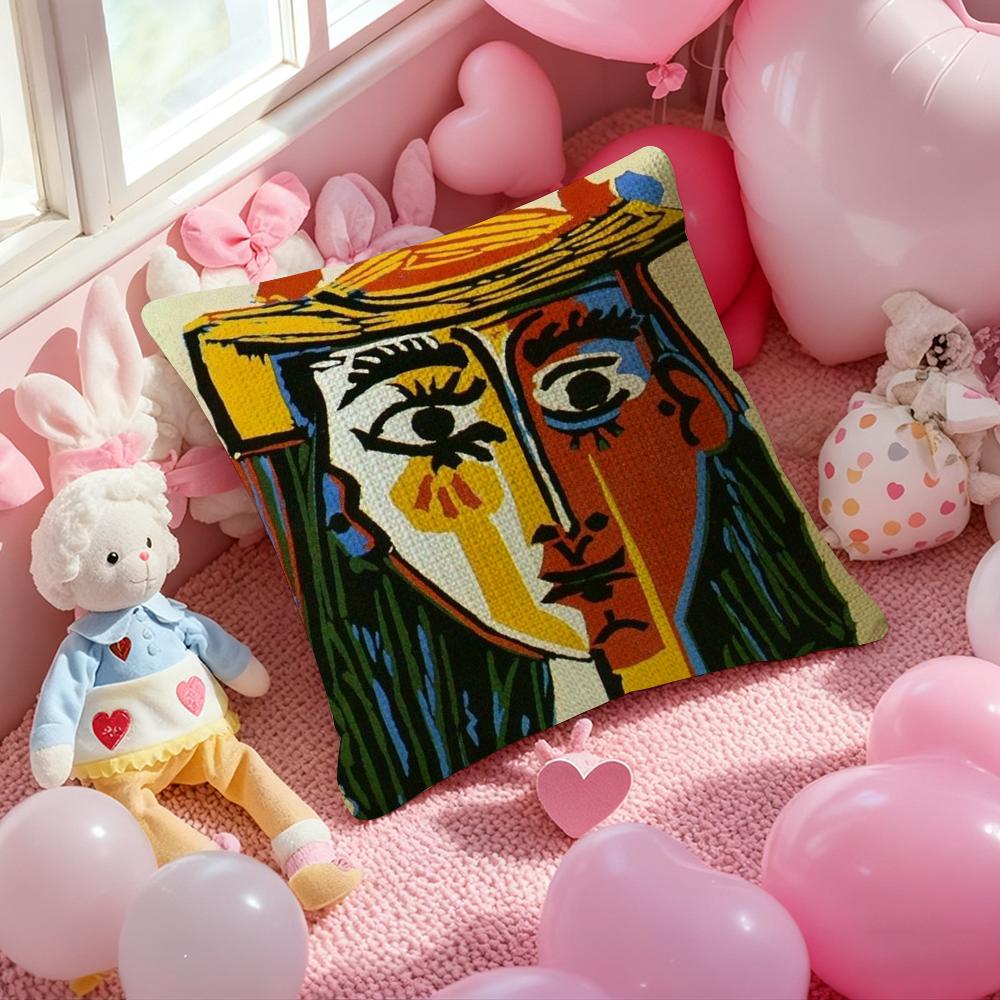 Classic Art Picasso Cushion Cover Natural Linen Pillow Case Double-Sided Print Decorative Sofa Pillowcase Home Decor Gift