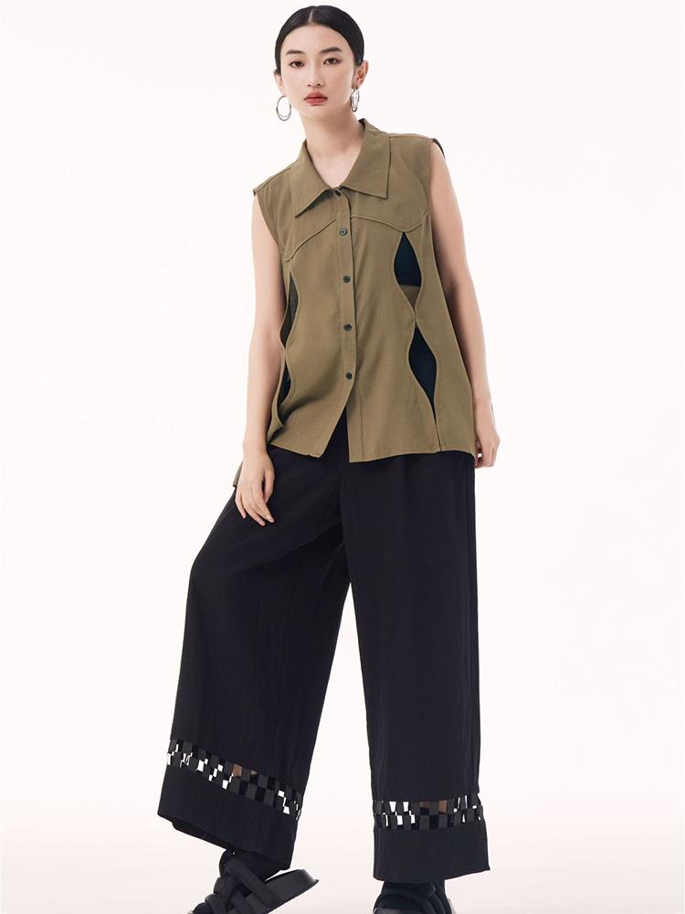 Xitao Ausgeschnitten Ärmellose Weste mit einfachem Knopfverschluss GMM1365