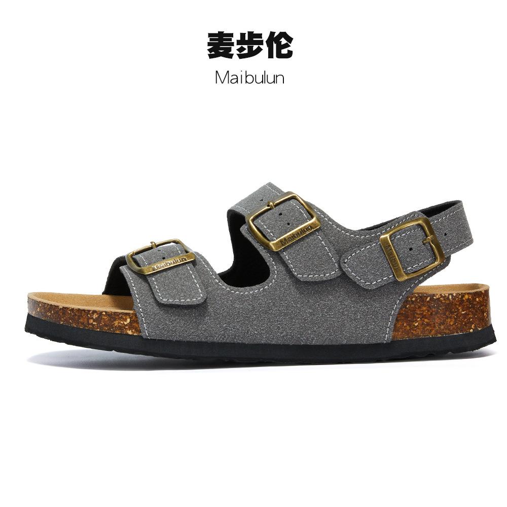 Fashion Gladiator Rear Strap Cork Sandals Women Thicken Soled Brand Couples Travel Beach Sandales Flat Shoes Buckle Belt Clogs Sandalias