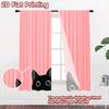 2D flat printing 2pcs Window Drapes Black Cat Peeking Cute Digital Printed Polyester Drapes Festive Wall Decor for Photo Booths