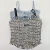 Blue Tassel Backless Camisole Vest with Chest Cushion for Women Designed for Wearing Inside and Outside