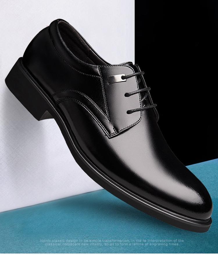 Big Size Solid Color Leather Shoes for Men Soft Sole New Designer Fashion Casual Shoe Male Spring Autumn Lace Dress Shoes Man