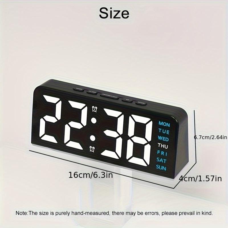 Compact Size Innovative LED Digital Alarm Clock with Atmosphere Light Date Display USB Powered, Adjustable Brightness, Flat Crown Shape