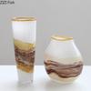 Creative Painted Stripes Glass Vase Table Decoration Artificial Flower Decorative Flowers Arrangement Room Aesthetic Decor