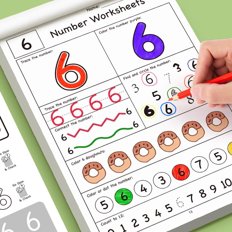 2 Books/set of 26-letter and Number Practice Books, Each with 32 Pages, Number Copybook, Letter Tracing Book