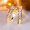 Luxury Female White Round Ring Set Trendy Yellow Gold Color Engagement Bride Wedding Jewelry Gift For Women
