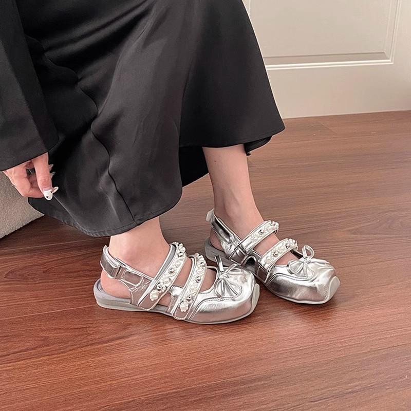 Dream Star and Moon Flat Bottom Shallow Mouth Mary Jane Shoes Women's Summer Bow Sweet Empty Bag Head Sandals European Light Luxury