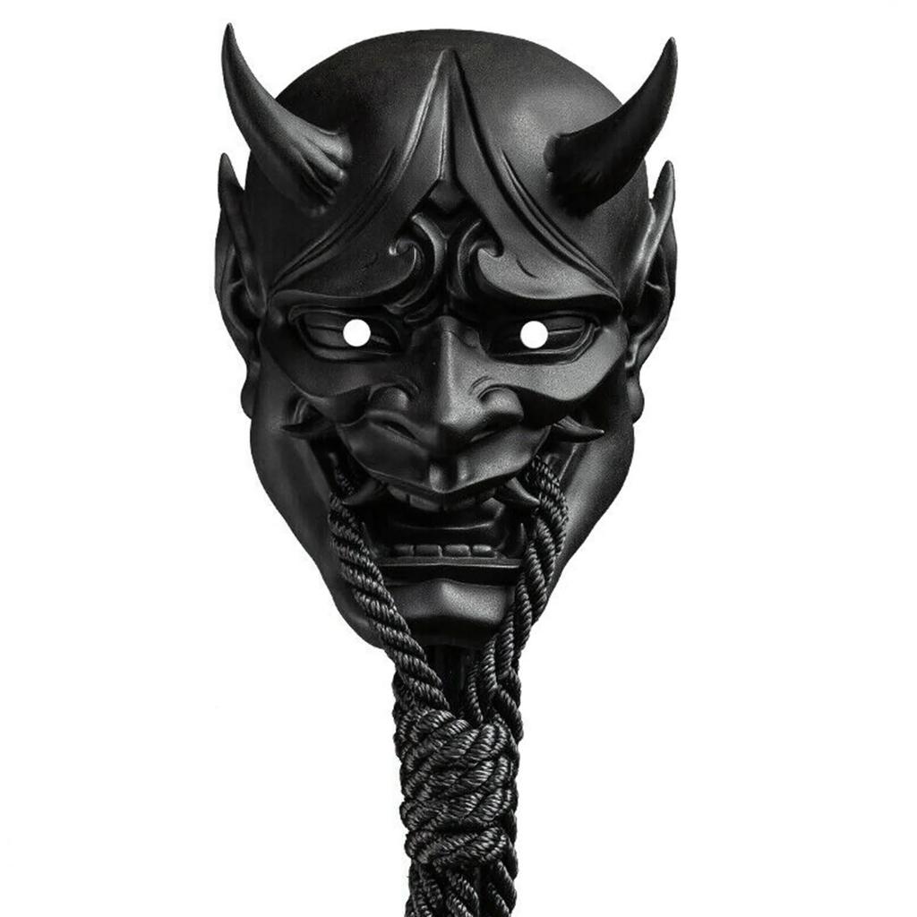 Dorosły Unisex Halloween japoński Sealed Prajna diabeł Hannya Noh Kabuki Demon Oni samuraj pełna maska czarny niebieski czerwony
