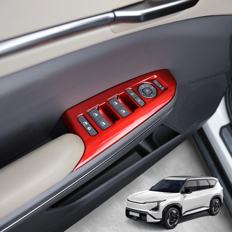 For Kia EV5 2024 2025 2026 Car Tuning Red Window Button Cover Trim Car Interior Decor Accessories LHD