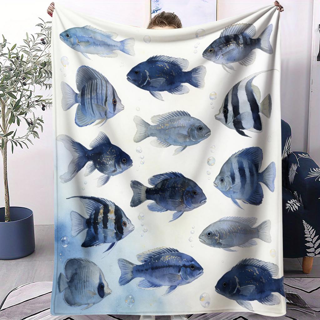 Hot Ocean Fish Soft Blanket Unique Stylish Small Cover Blanket Suitable For Bedrooms Living Rooms Dormitories Cars Offices Nap